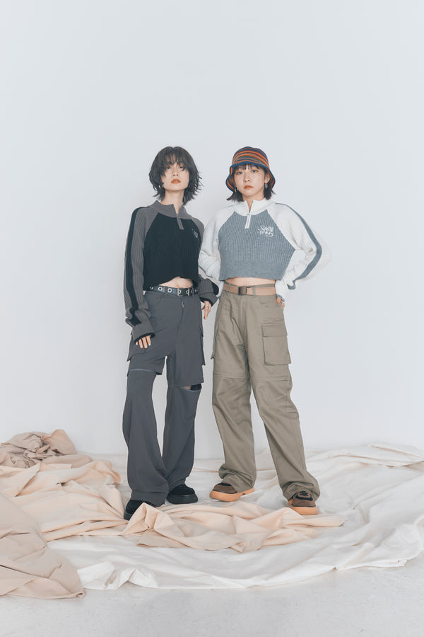 now&mikina produce「Half zip knit &cargo pants set」