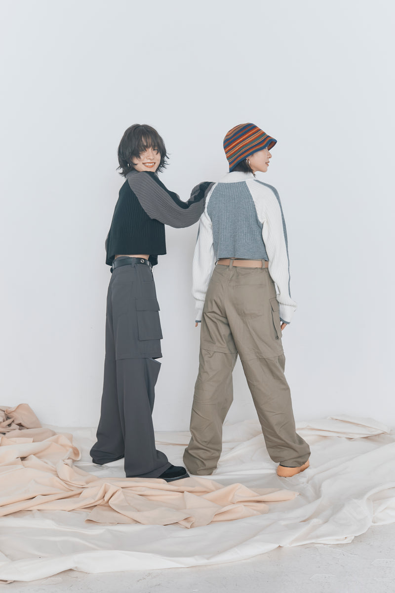 now&mikina produce「Half zip knit &cargo pants set」