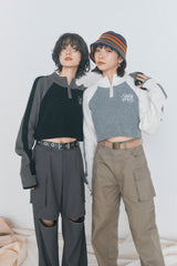 now&mikina produce「Half zip knit &cargo pants set」