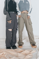 now&mikina produce「Half zip knit &cargo pants set」