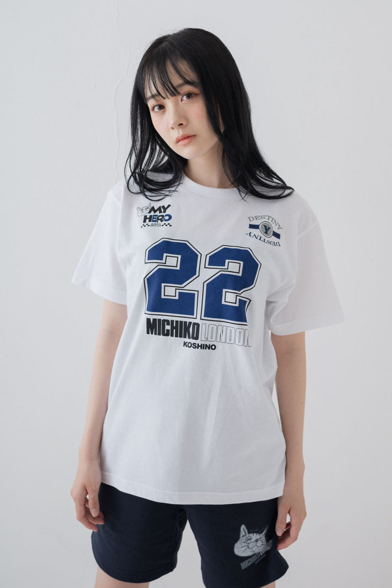 【横山結衣×MICHIKO LONDONコラボ】 ナンバーキャットTシャツ × キャットスウェットショートパンツセットアップ