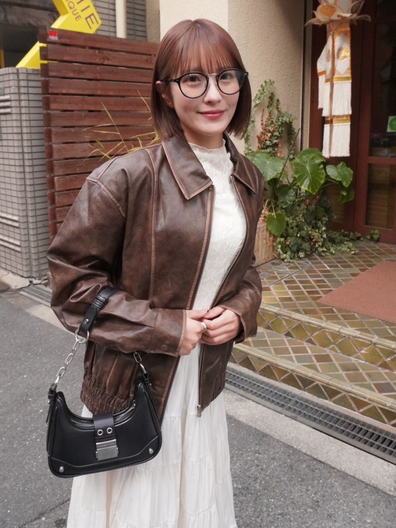 フェイクレザーブルゾン