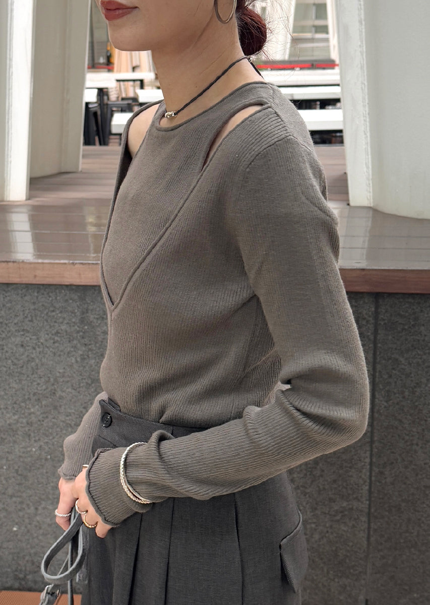 SELECT by CREAM　レイヤードリブニット