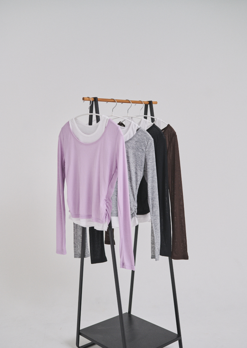 ロングスリーブレイヤードシアートップス