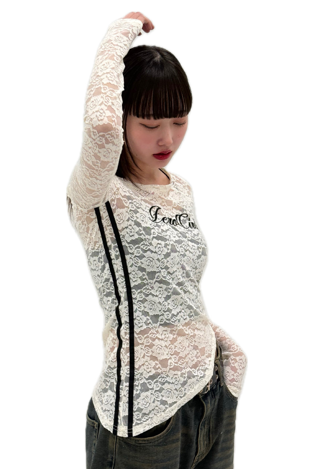 HEM ASYMMETRY LACE TOPS