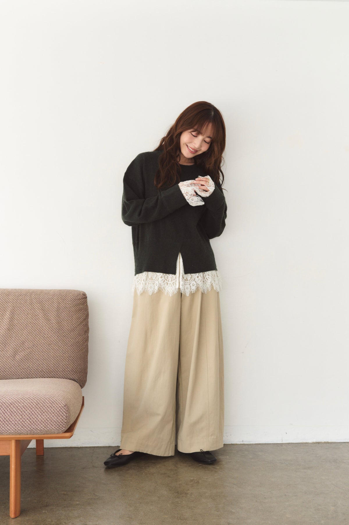 レースドッキングニット