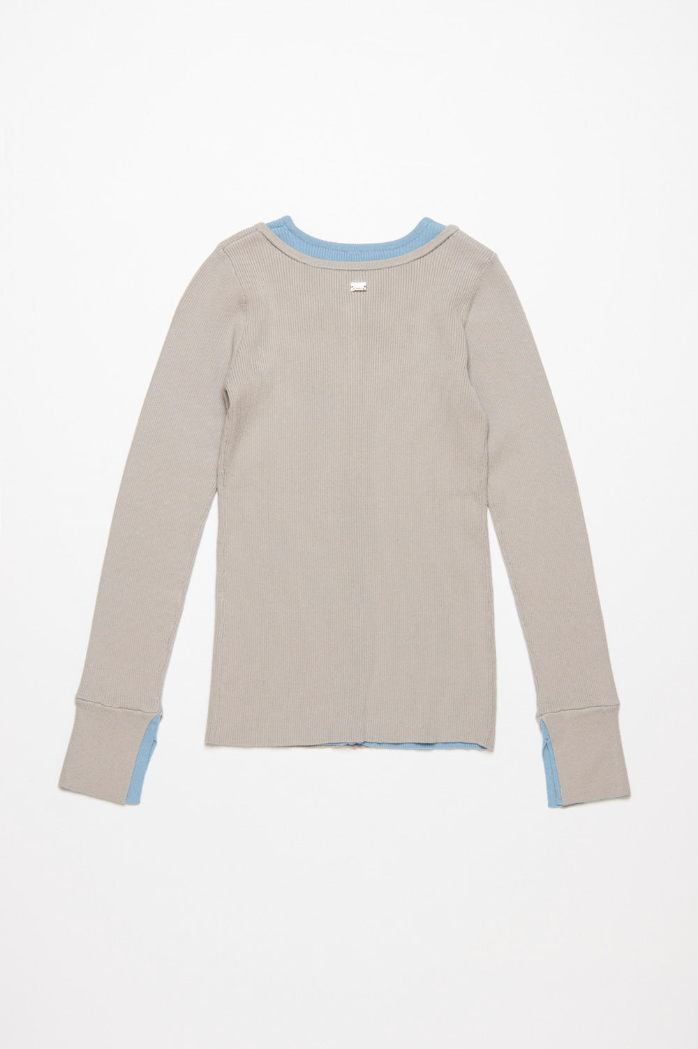 バイカラーリブニットトップス