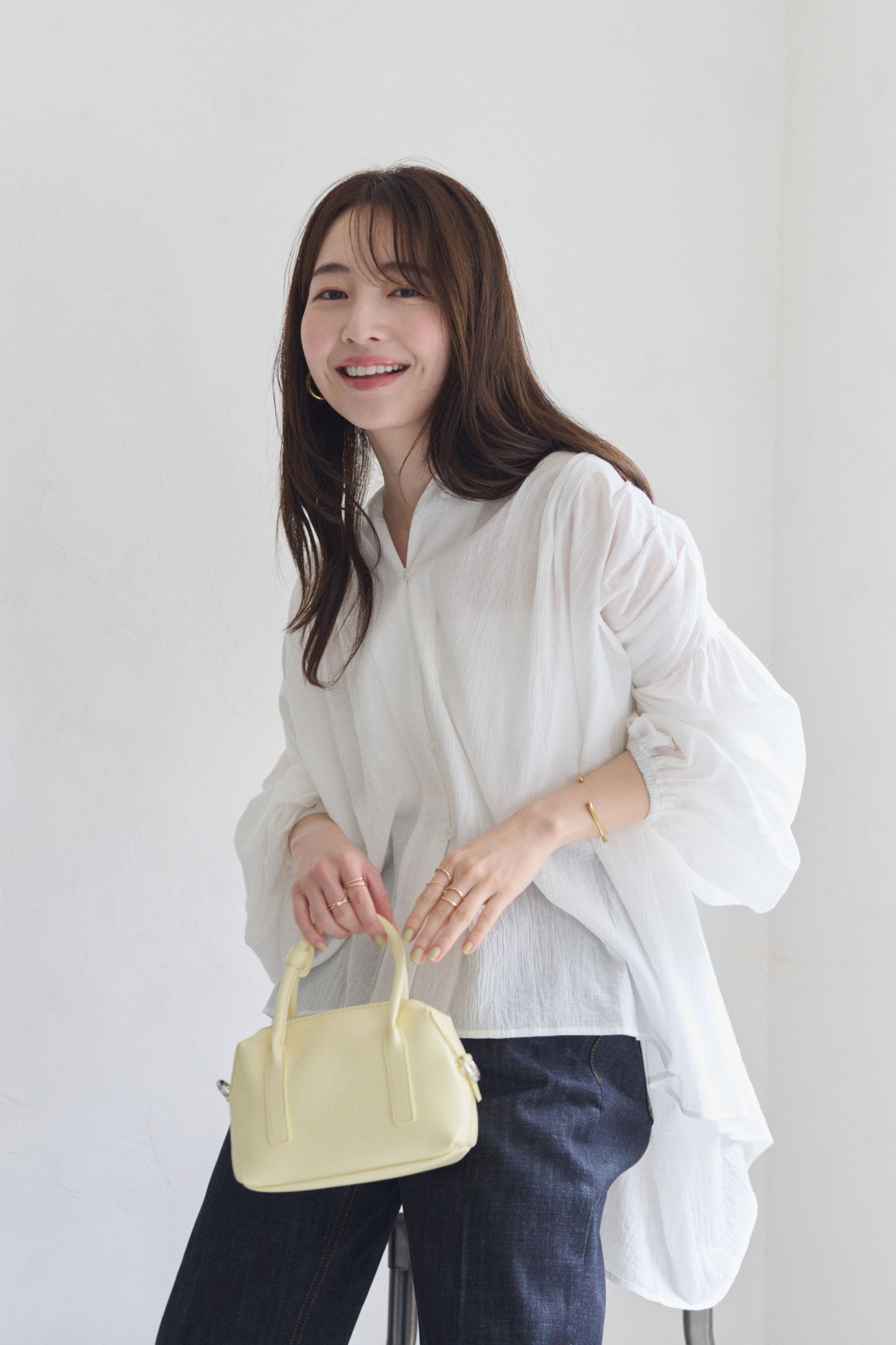 <予約/CP対象商品>ボリュームスリーブコットンブラウス