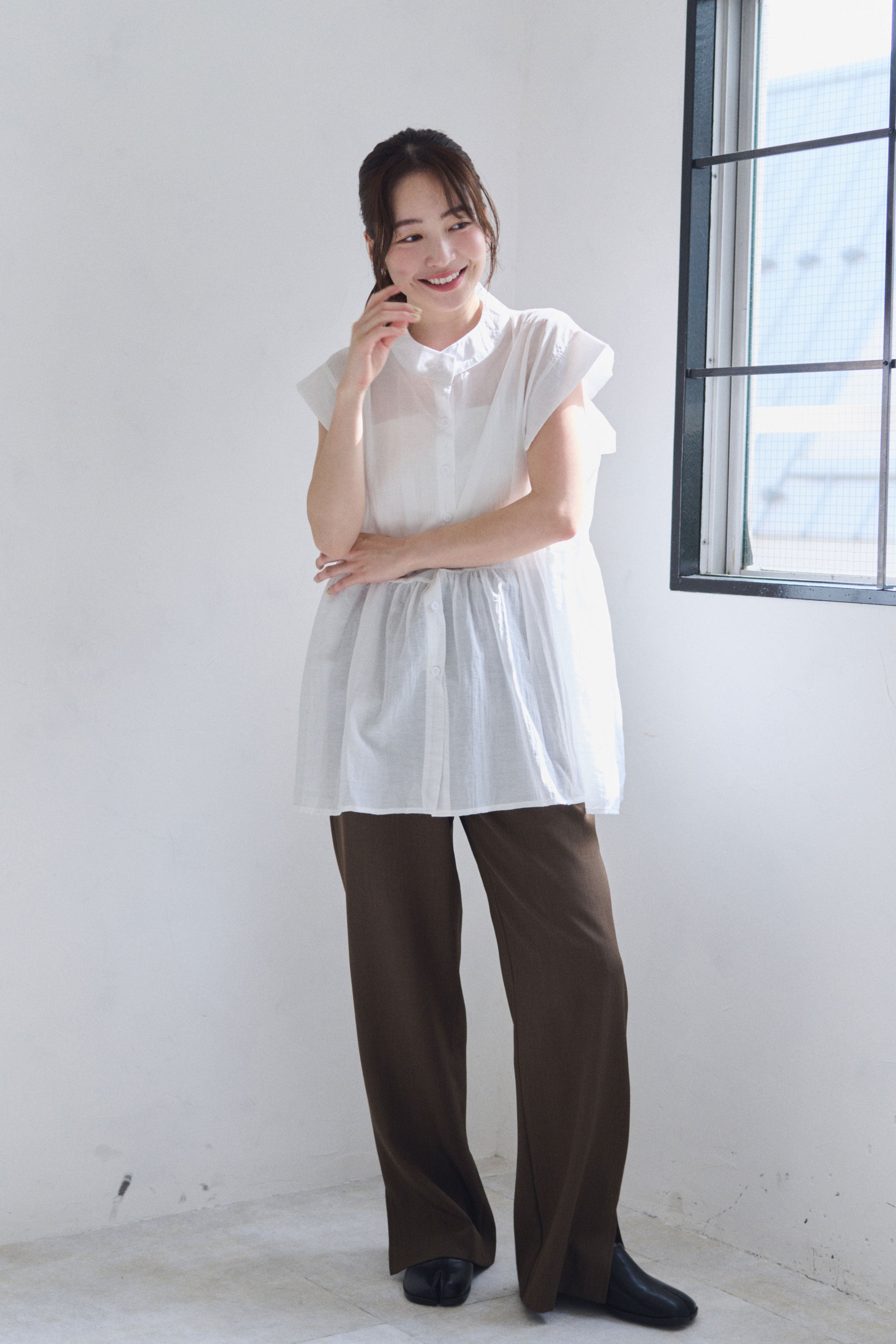 <予約/CP対象商品>フレンチスリーブシャツ