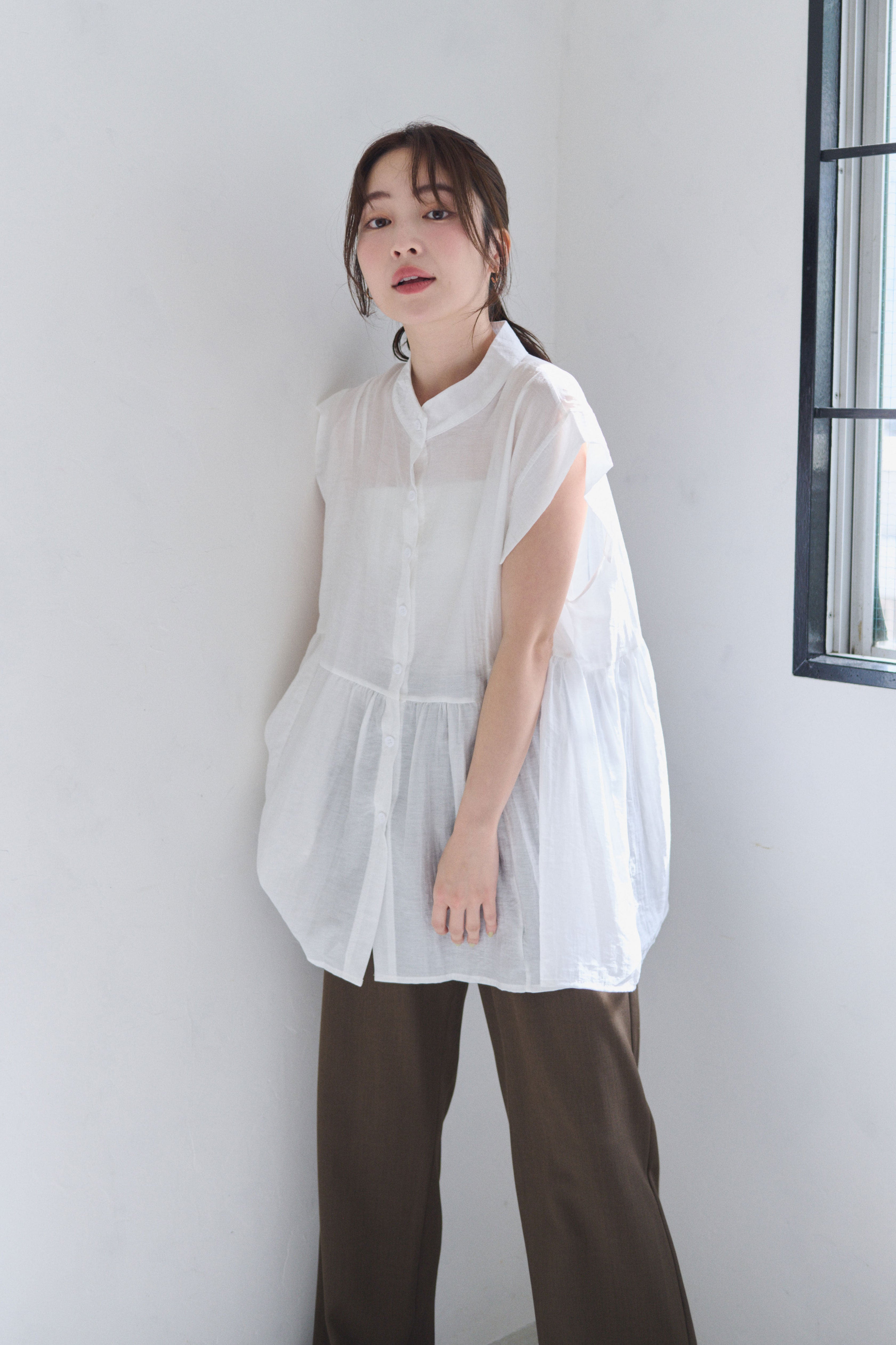 <予約/CP対象商品>フレンチスリーブシャツ