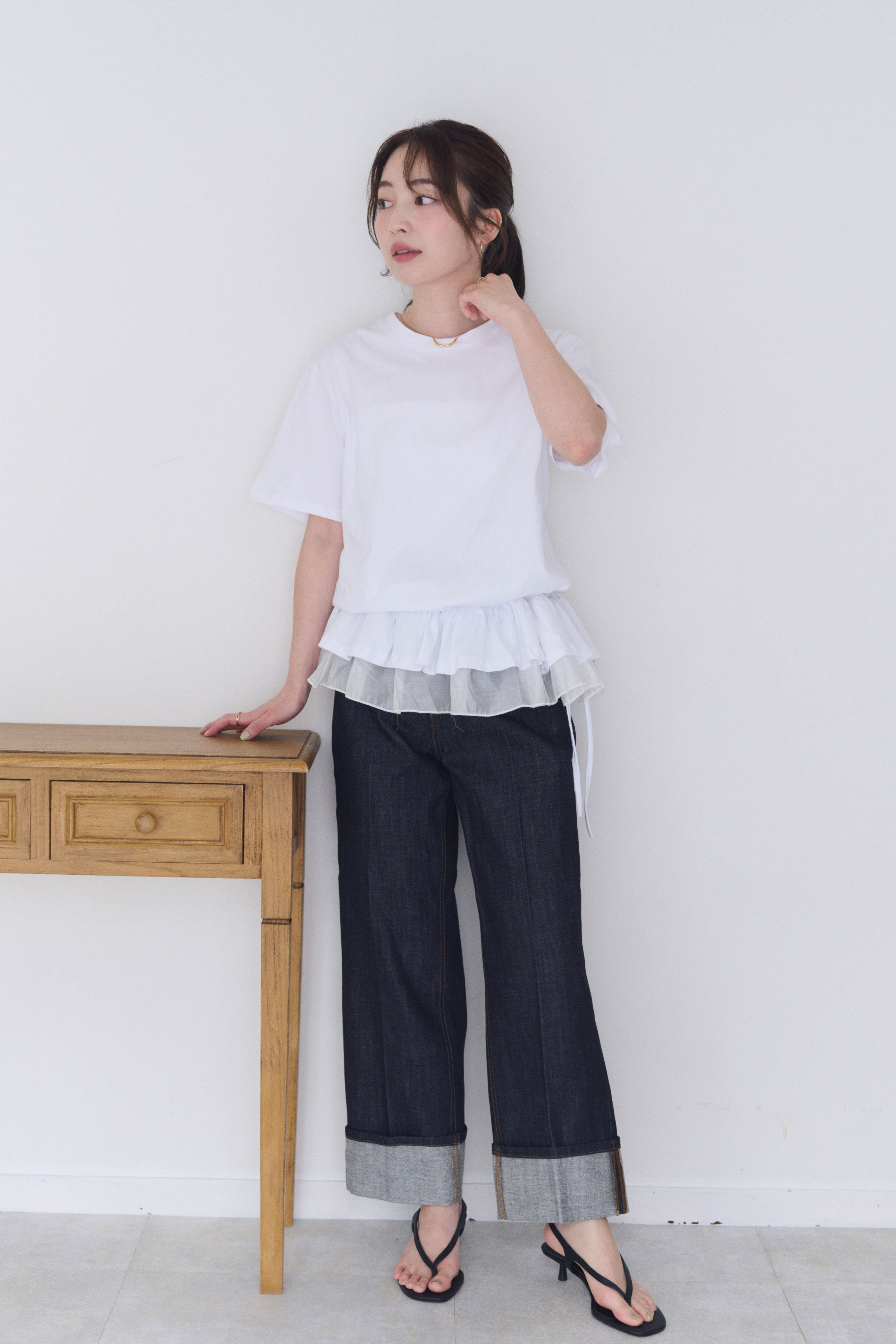 ロールアップストレートデニム