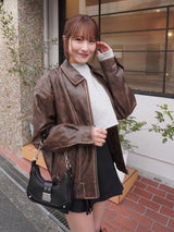 フェイクレザーブルゾン