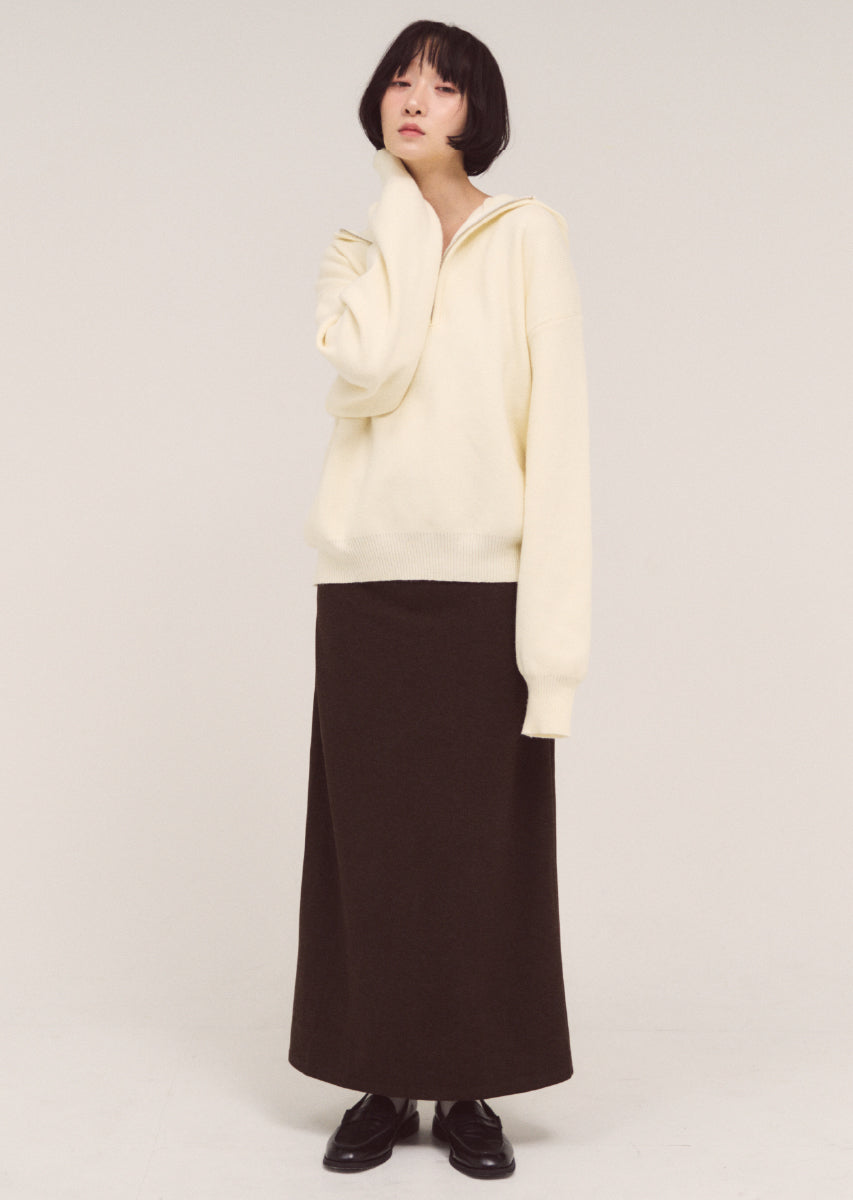 ハーフジップフードニット