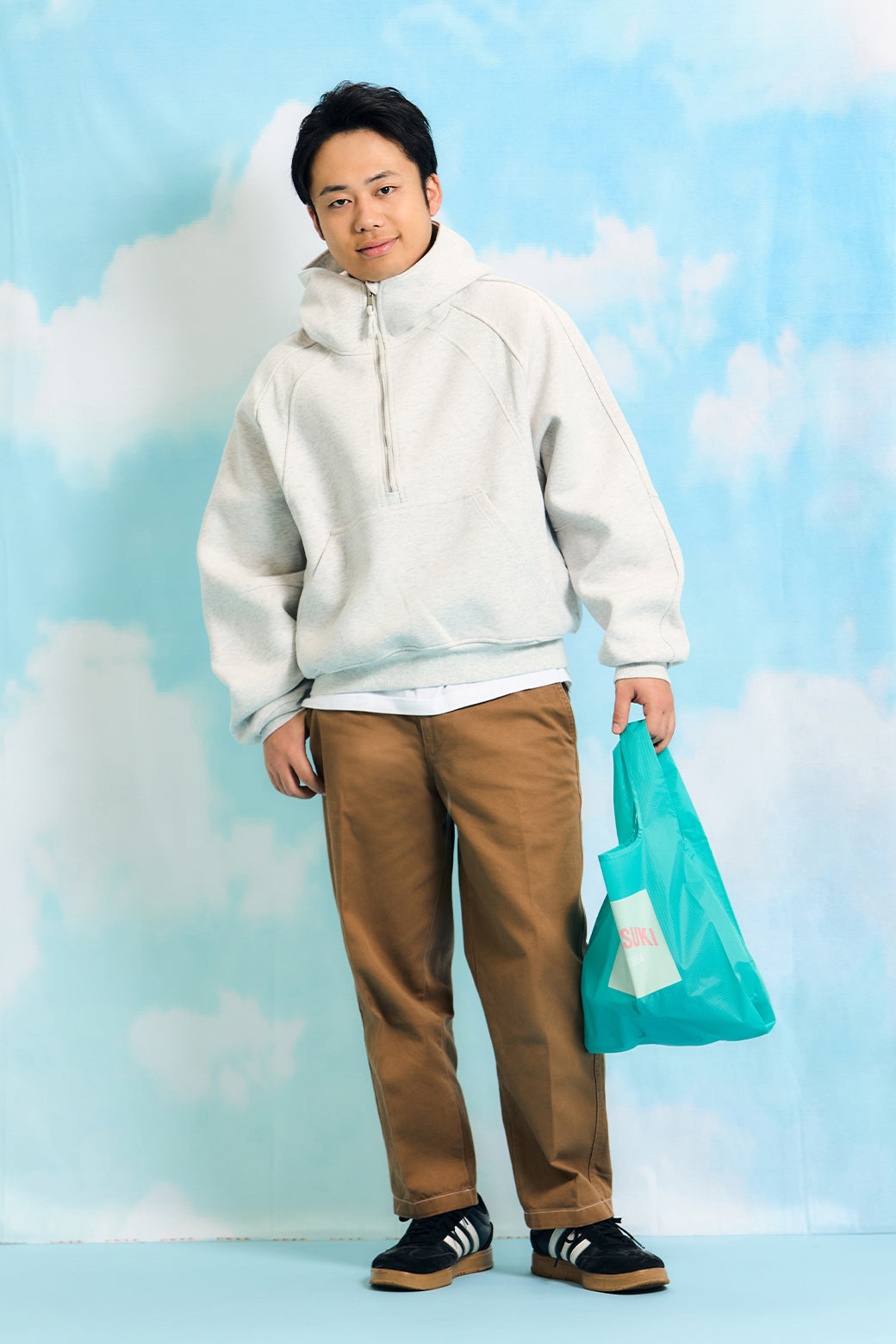 HALF ZIP LOGO HOODIE