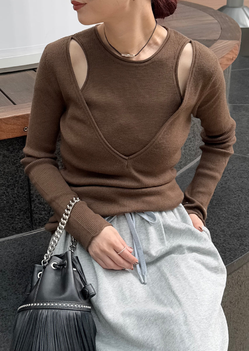 SELECT by CREAM　レイヤードリブニット