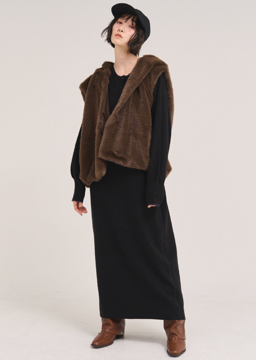 ラインヘンリーネックワンピース