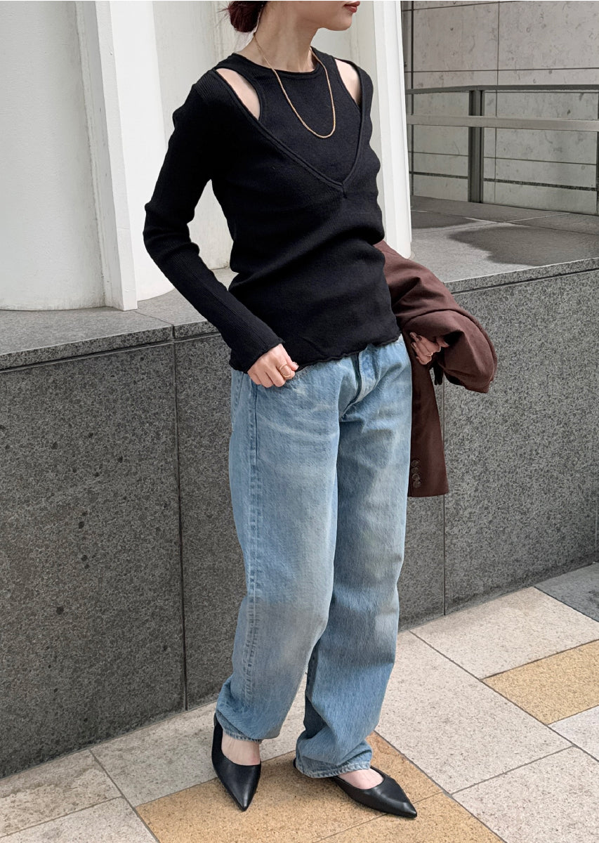 SELECT by CREAM　レイヤードリブニット