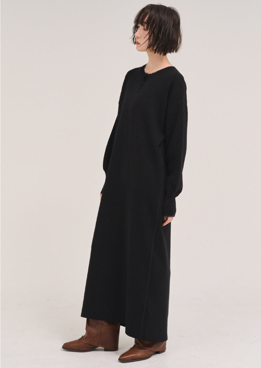 ラインヘンリーネックワンピース