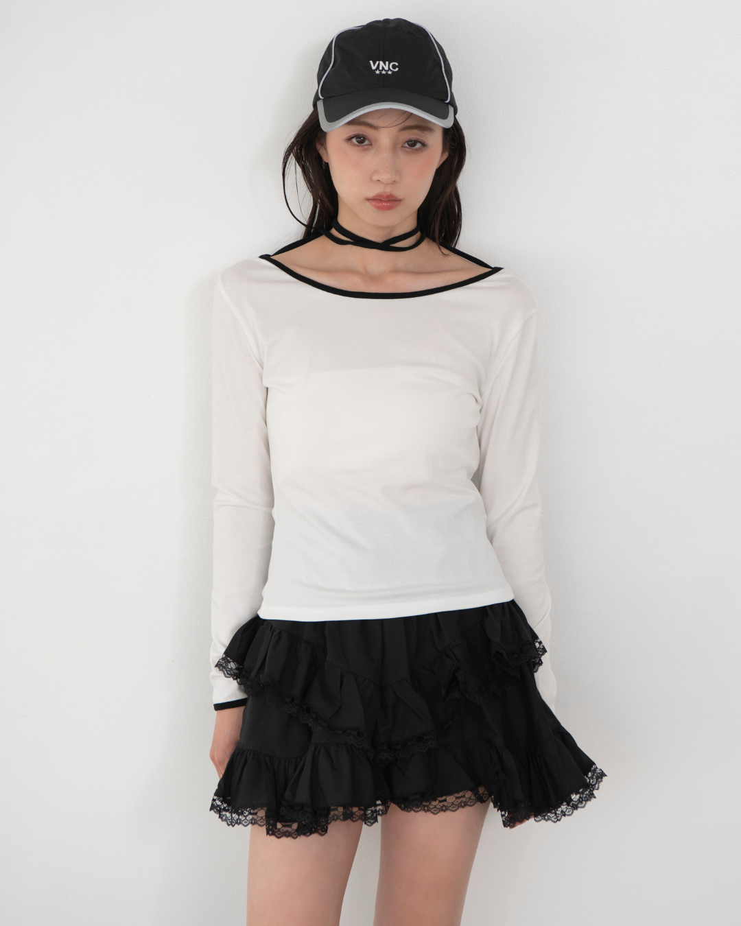 ROUGHNECKフリル ミニスカート レース付フリルミニスカート