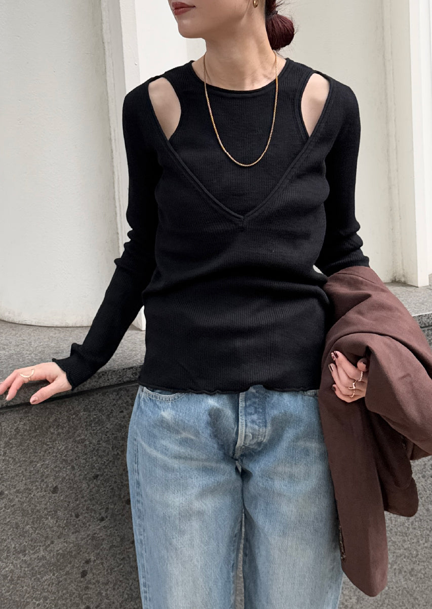 SELECT by CREAM　レイヤードリブニット