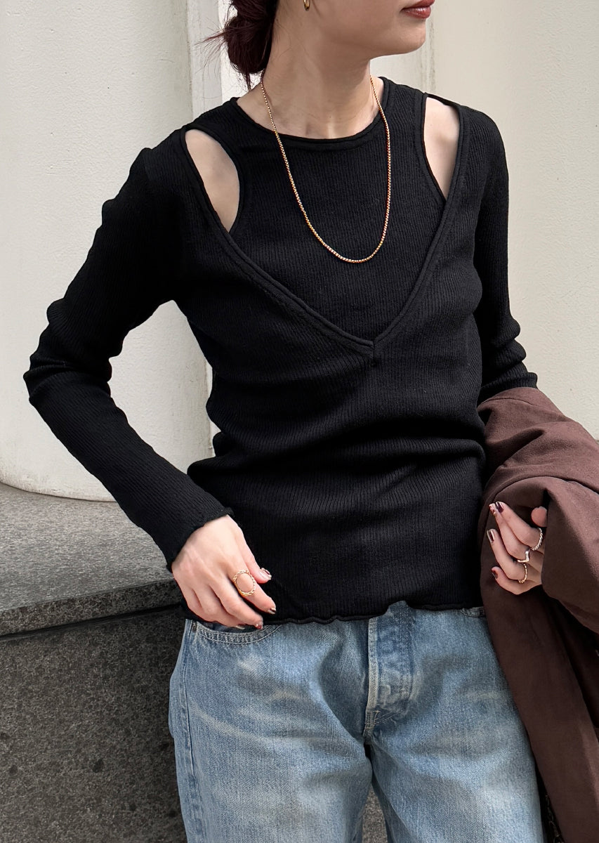 SELECT by CREAM　レイヤードリブニット