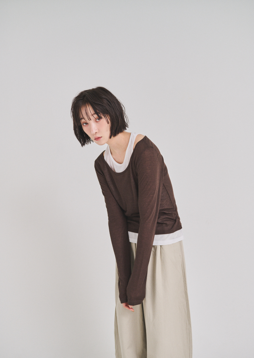 ロングスリーブレイヤードシアートップス
