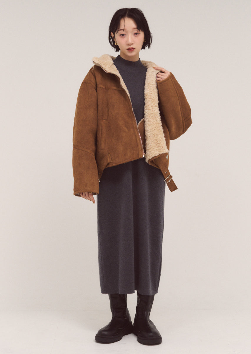 スタンドネックロングワンピース