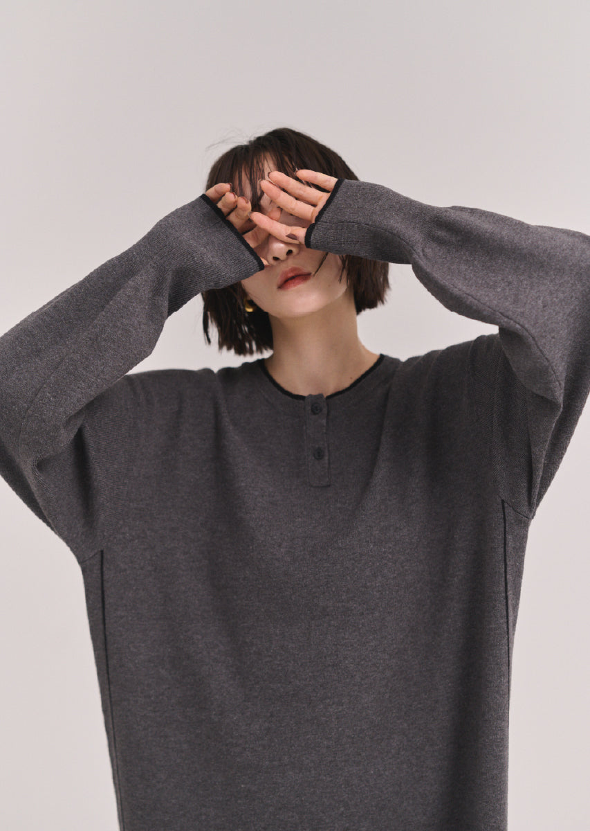 ラインヘンリーネックワンピース