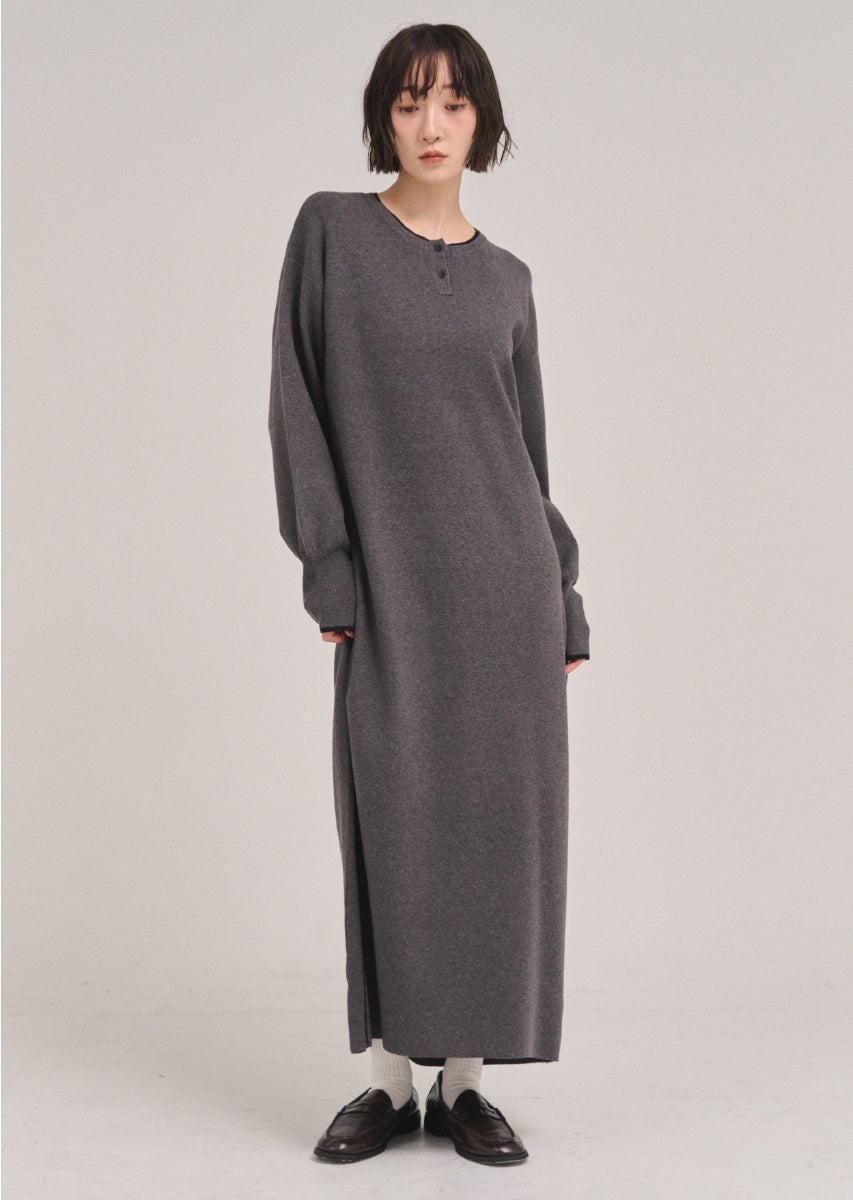 ラインヘンリーネックワンピース