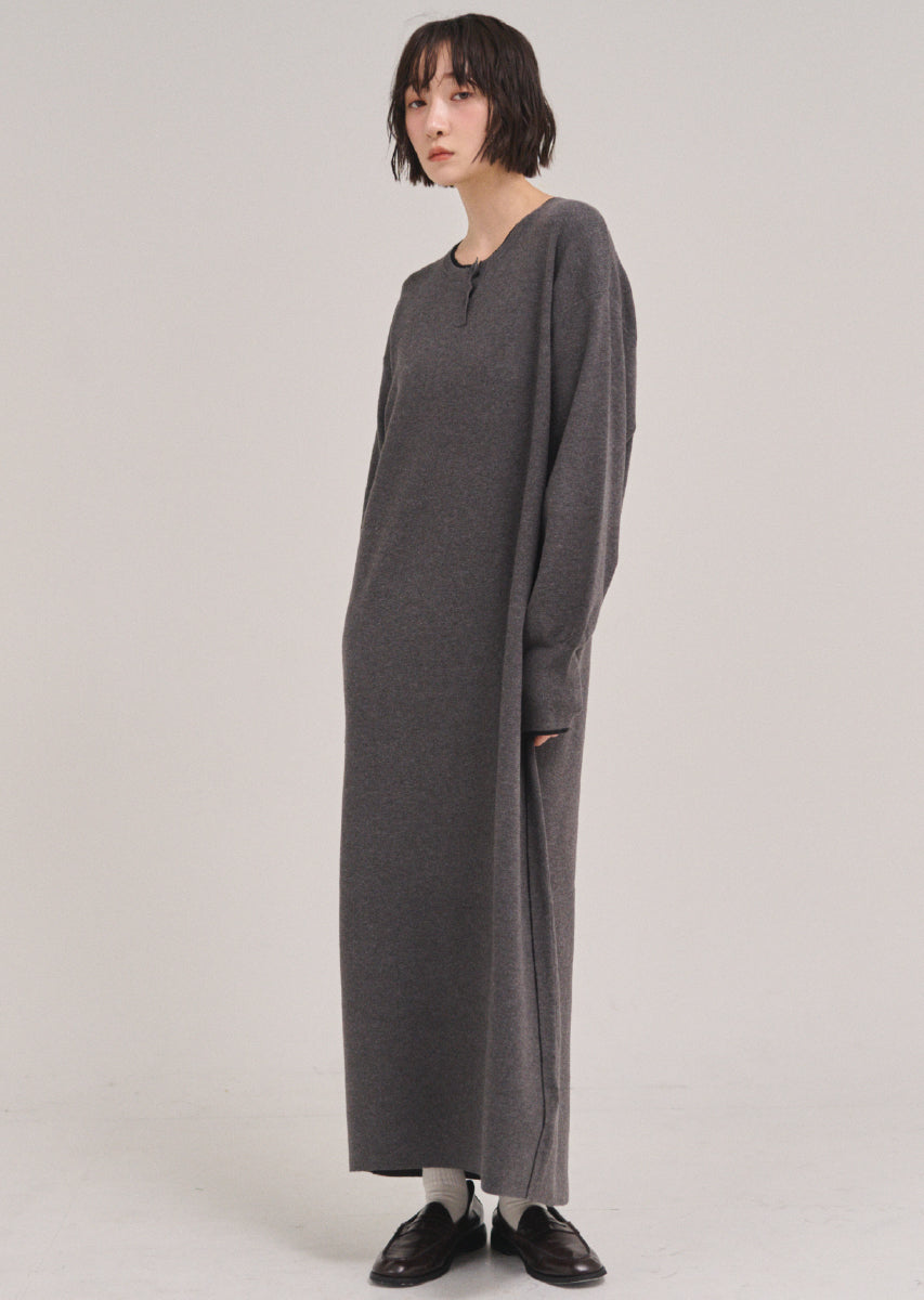 ラインヘンリーネックワンピース