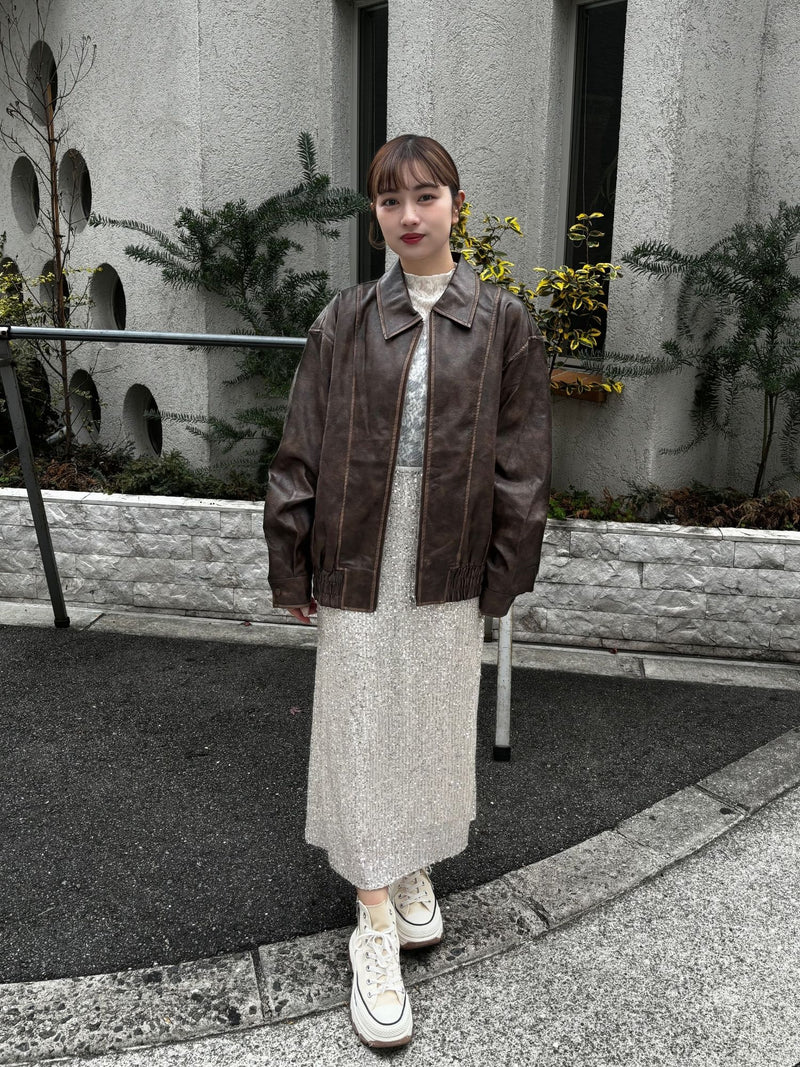 フェイクレザーブルゾン