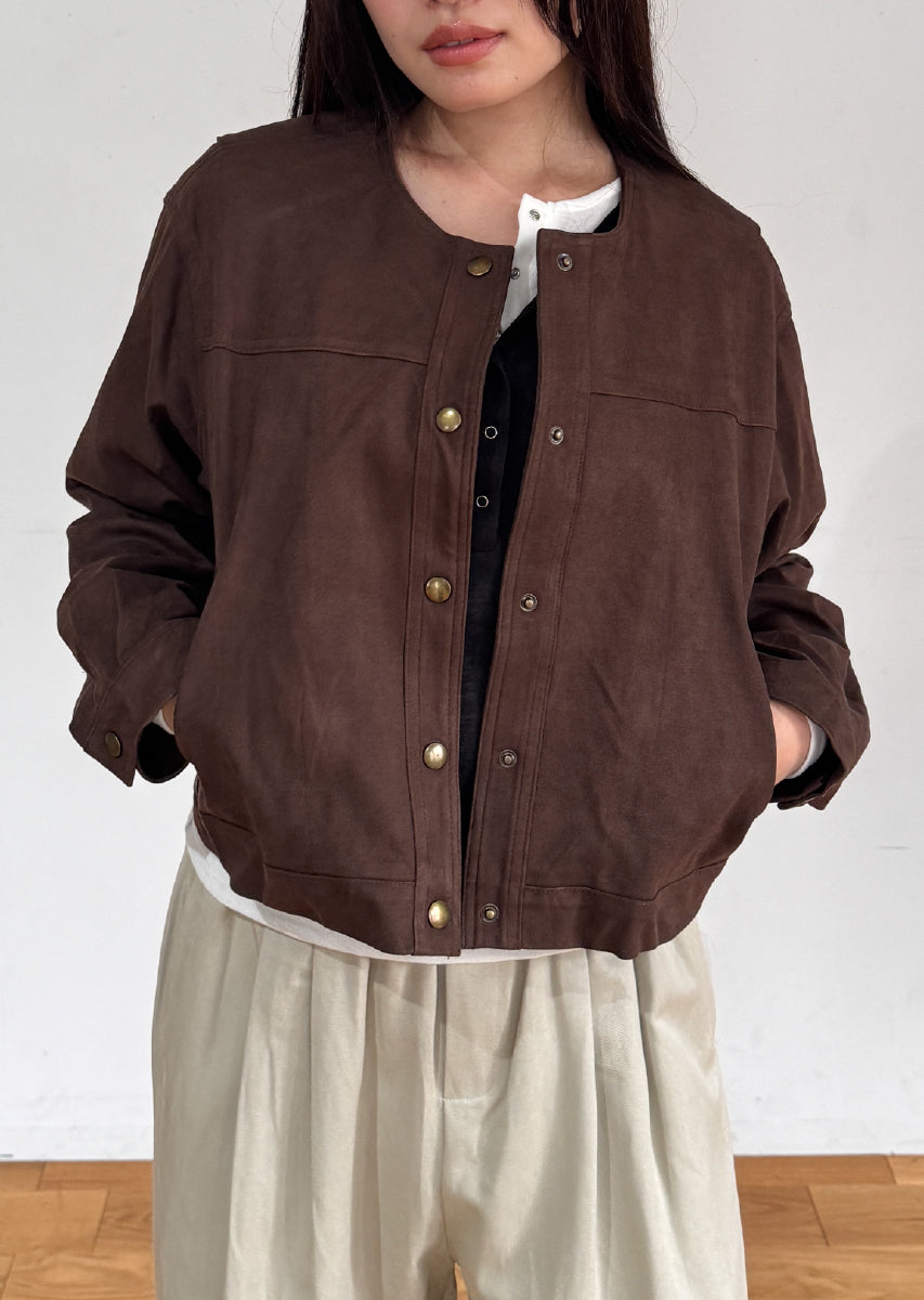 フェイクスウェードノーカラージャケット
