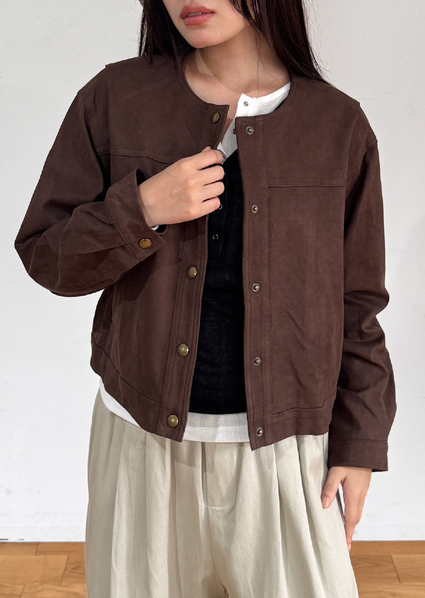 フェイクスウェードノーカラージャケット