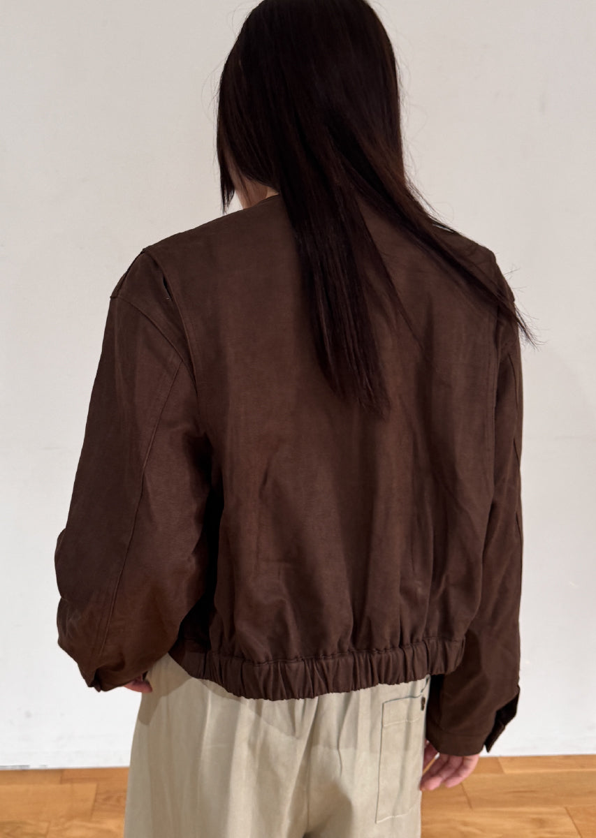 フェイクスウェードノーカラージャケット