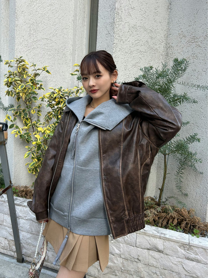 フェイクレザーブルゾン