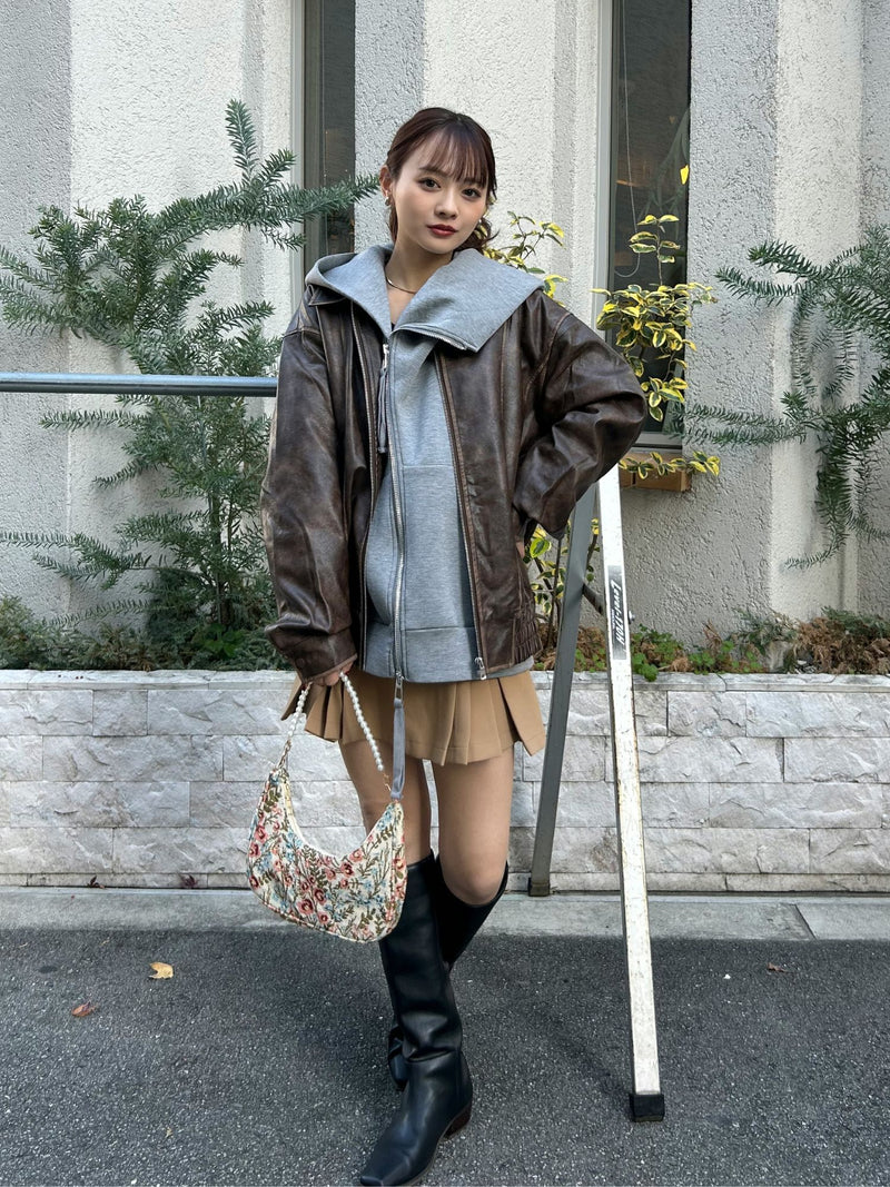 フェイクレザーブルゾン