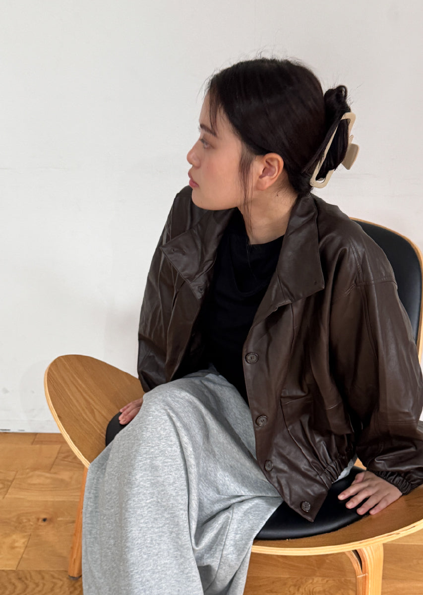 フェイクレザーオーバーブルゾン