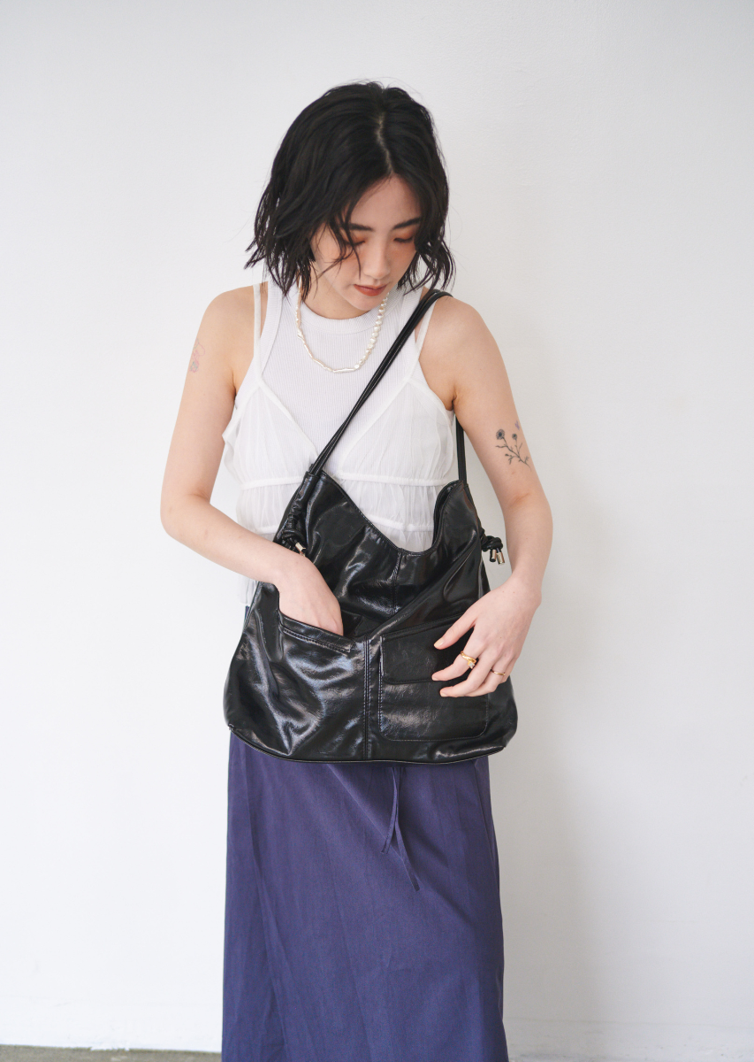 ソフトフェイクレザーアウトポケットBAG