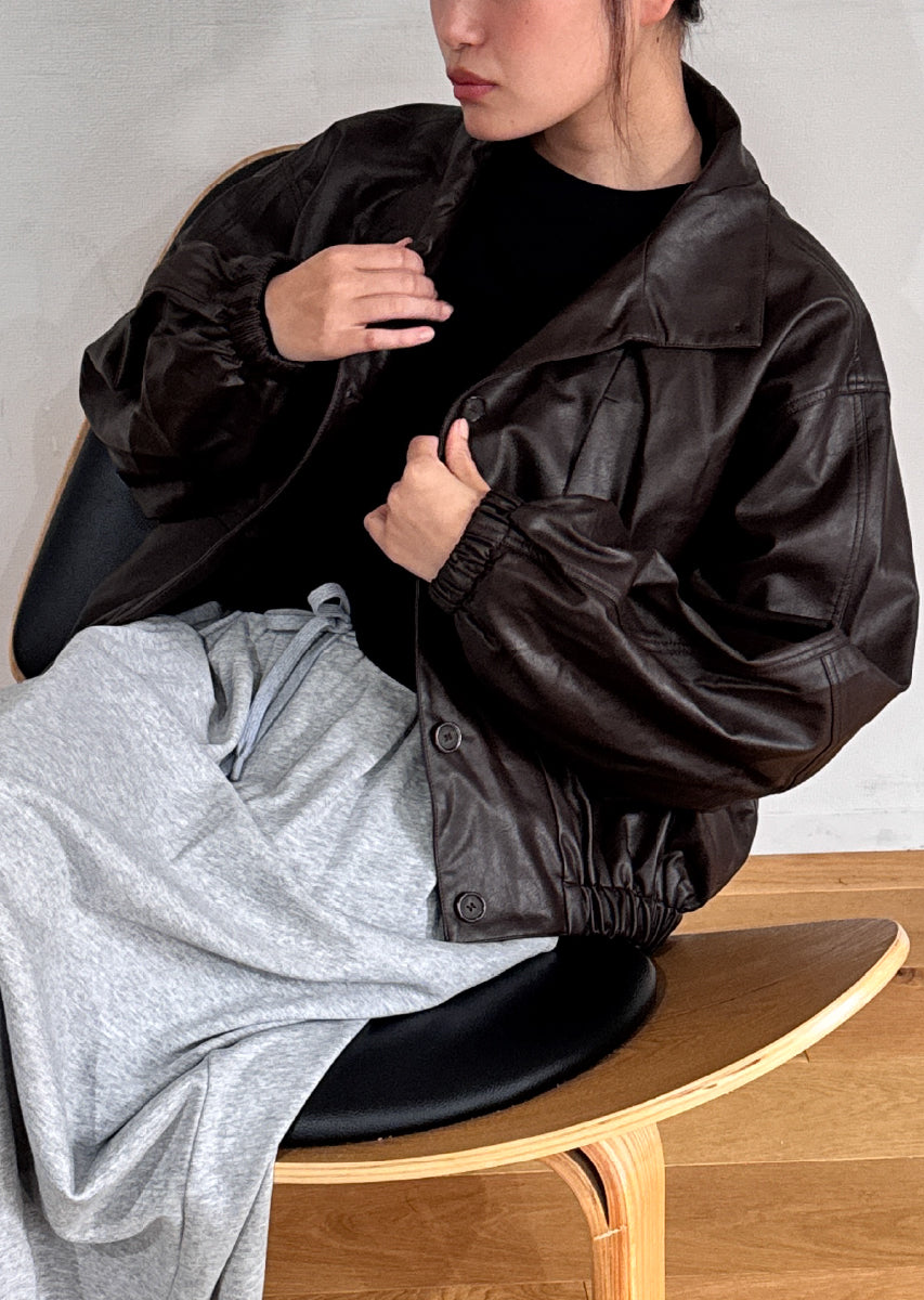 フェイクレザーオーバーブルゾン