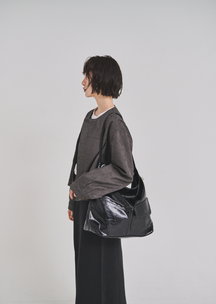 ソフトフェイクレザーアウトポケットBAG
