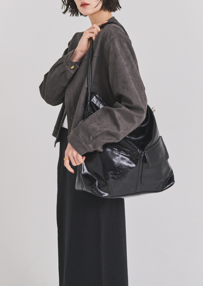 ソフトフェイクレザーアウトポケットBAG