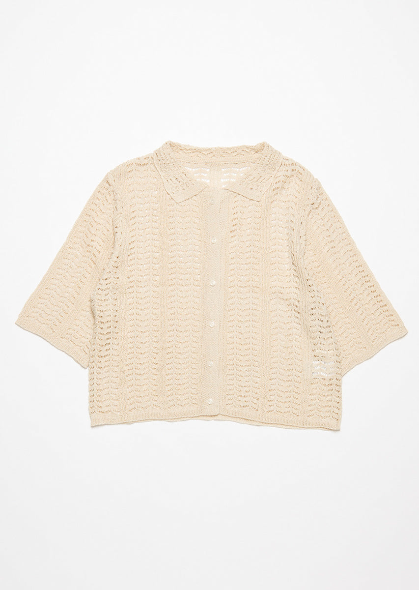 透かし編みニットシャツ