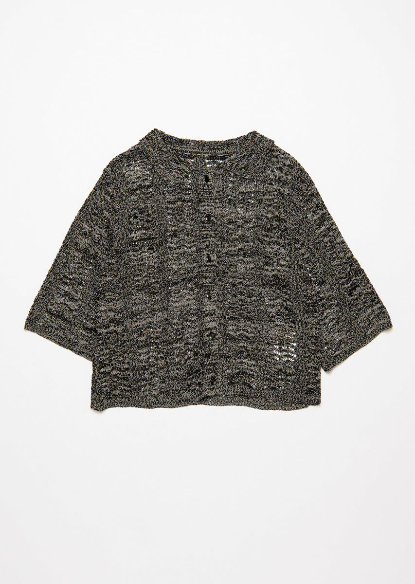 透かし編みニットシャツ