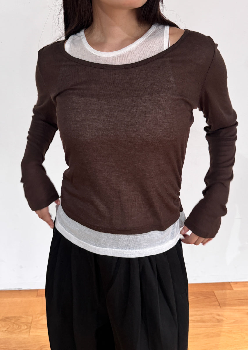 ロングスリーブレイヤードシアートップス