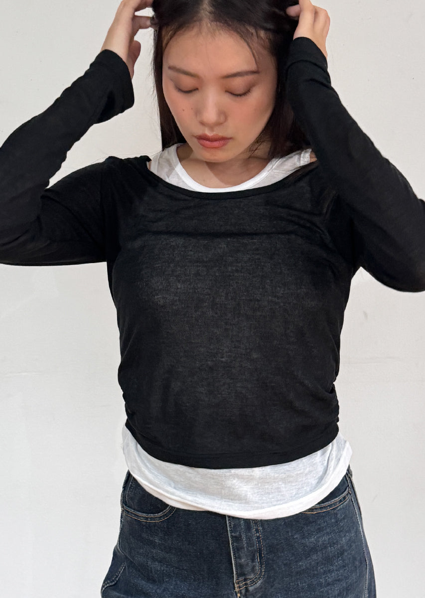 ロングスリーブレイヤードシアートップス