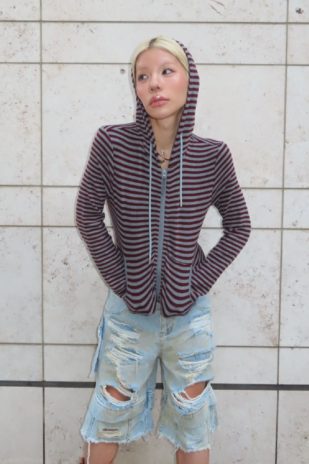 BORDER ZIP HOODIE