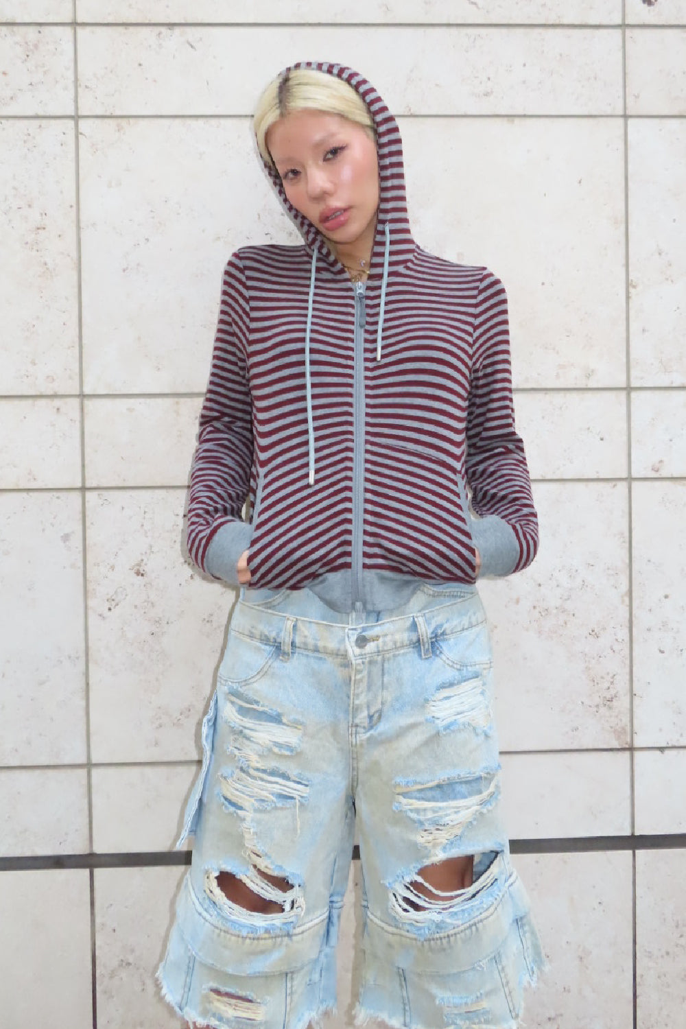 BORDER ZIP HOODIE