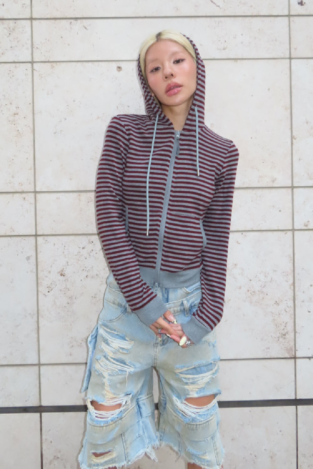 BORDER ZIP HOODIE