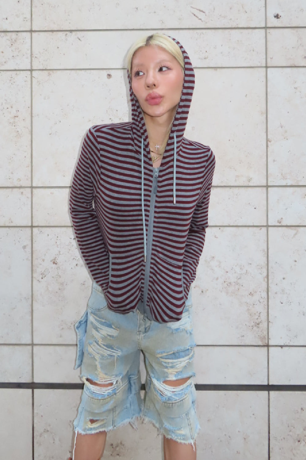 BORDER ZIP HOODIE
