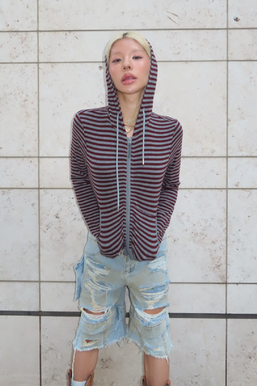 SULLEN BORDER ZIP HOODIE ボーダー パーカー BORDER ZIP HOODIE